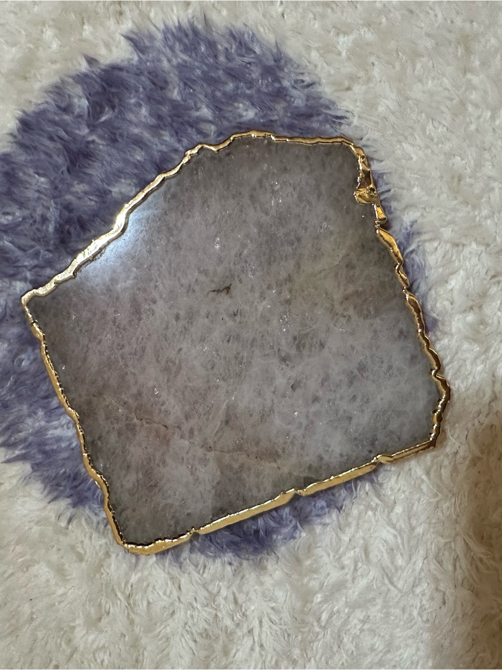 Anthropologie Gold-Edged Pink Agate Coaster